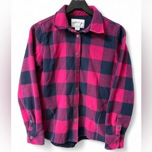 Women's Orvis Teton Fleece Lined Buffalo Check‎ Flannel Jacket Medium Snap Down